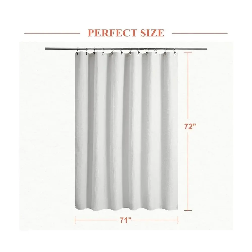 Waffle Weave White Shower Curtain Hotel Luxury Quality for Bathroom Size 71